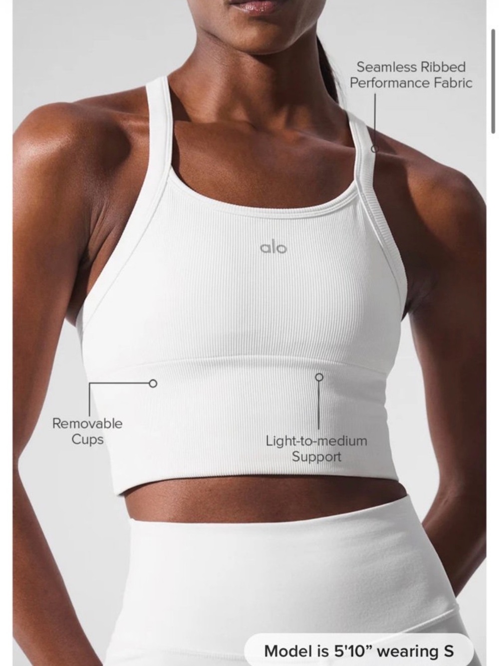 Alo Ribbed Seamless White Sports Bra SOLD OUT Alo yoga bra tank